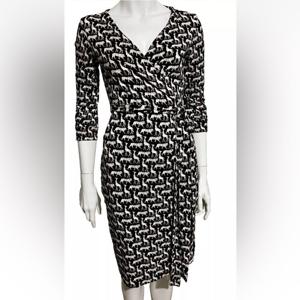 Diane Von Furstenberg 100% Silk African Zoo New Julian Twist Wrap Dress Sz 2